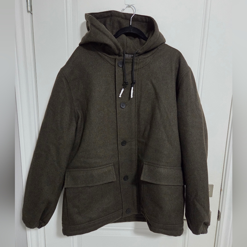 NWT - Sandro Men's Hooded Wool Cashmere Blended Deck Jacket - Size XL